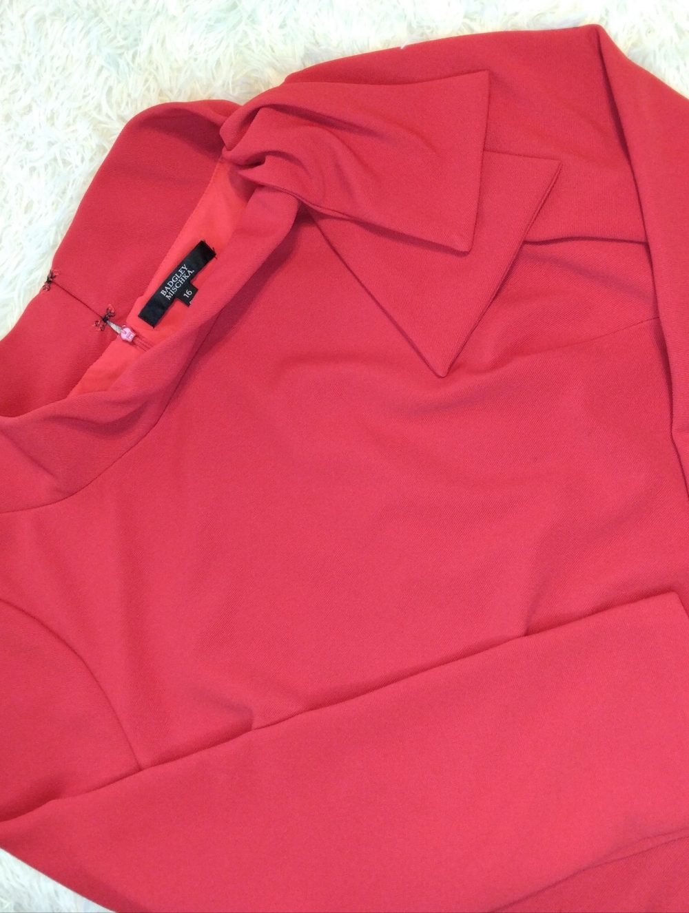 Badgley Mischka Red Bow Cocktail Dress Size 16 - Picture 3 of 7
